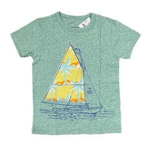 NWT J. Crew Boys' (Unisex) Heather Green W/Sailboat Applique' Tee